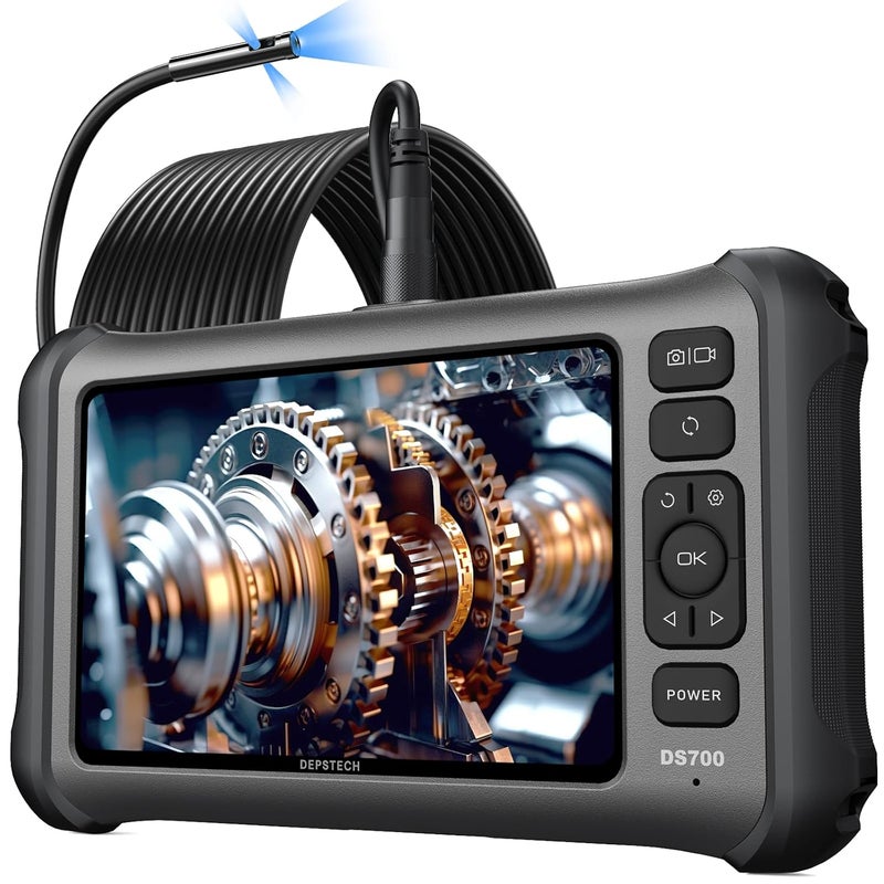 DEPSTECH 7'' IPS Endoscope Camera with Lights, 1080P Triple-Lens Digital Borescope Tool, Inspection Camera with Split Screen, Sound Recording, 16.5ft IP67 Waterproof Snake Cable, 180° Rotation View - Image 1